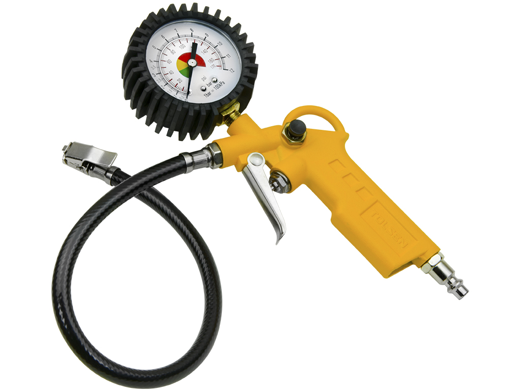 Air compressor clearance tire gauge